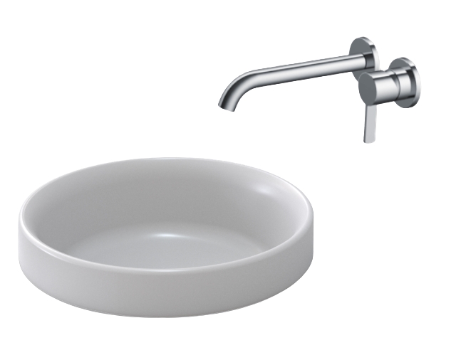 Vòi chậu gắn tường GF kết hợp chậu đặt bàn L1704