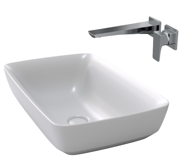 Vòi chậu gắn tường GE kết hợp chậu đặt bàn PJS06